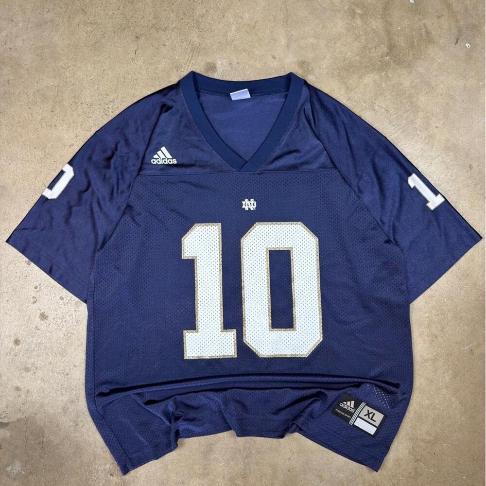Y2K Notre Dame Fighting Irish Adidas Jersey Navy #10